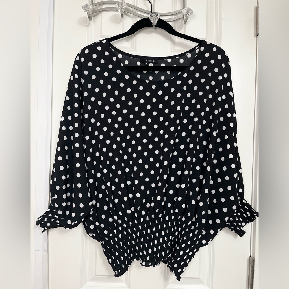 Black and White Polka Dot Blouse NWOT